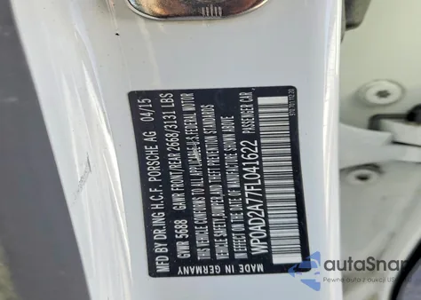 2015 Porsche Panamera Se Hybrid from USA, damaged, VIN WP0AD2A77FL041622